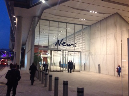 GLASS HOUSES THE NEW skyscraper home of Rupert Murdoch's British newspaper empire in London. All glass and light, it promises a new era in operness and transparency. But the company hasn't changed — and refuses to answer Press Gang questions  about Mazher Mahmood.  Photo: Rebecca Television 