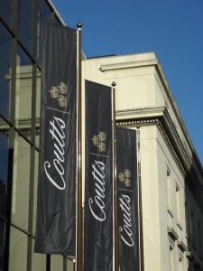 ROYAL BANKERS THE HEADQUARTERS of Coutts & Co in the Strand, London. The Daily Mirror's blagger had no trouble getting the details of three accounts belonging to the Queen's cousin, Prince Michael of Kent. Photo: Rebecca Television 