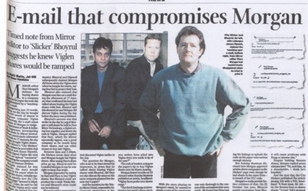 KILLER EMAIL v URBAN MYTH THIS IS the email David Seymour believed proved Piers Morgan knew the City Slickers were going to tip the Viglen shares. It was published in the Sunday Business in November 2000. Trinity Mirror say it's an 