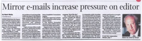 KILLER EMAIL THE EXPLOSIVE Sunday Business article which gave the lie to Morgan’s claim that he had not told the City Slickers he’d bought shares in Viglen. The paper obtained an email from a source in the Department of Trade and Industry which was investigating Morgan. It showed Morgan discussing Viglen with one of the City Slickers before the paper went to press — and suggested he had also talked about the company before he bought shares …